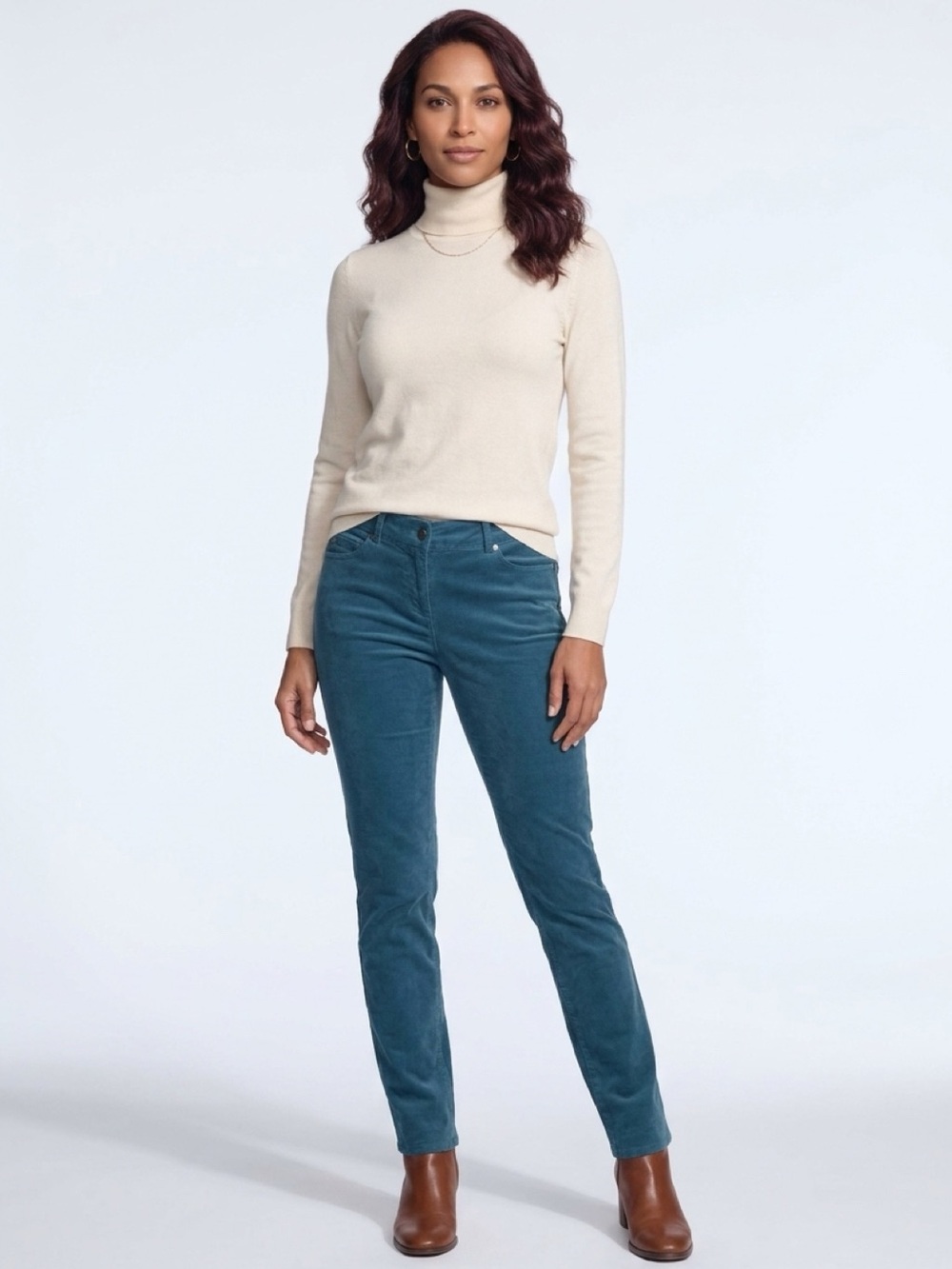 J. McLaughlin teal straight fit velveteen pants